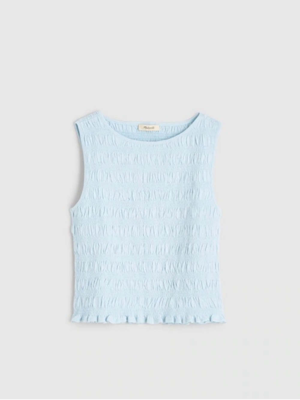 Light Blue Women' Smocked Tank Top - Madewell Smocked Boatneck Tank